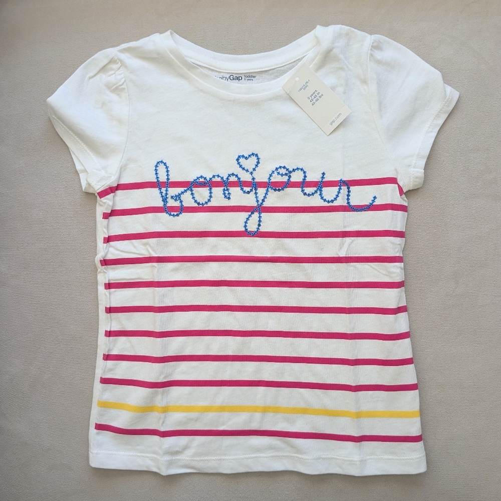 NWT GAP Striped and Sequin Bonjour Top - 5 T
